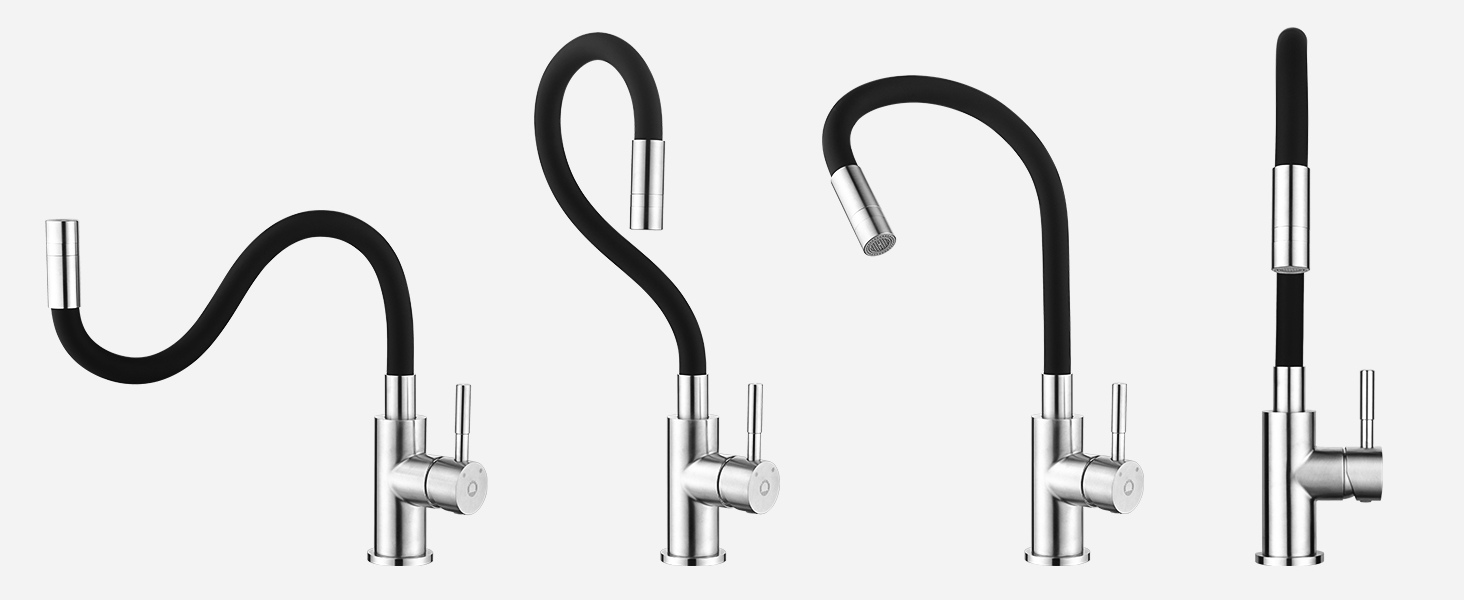 Кран кухонний CECIPA SOFETIY SERIE, чорний матовий, 2 режими струменя, нержавіюча сталь, поворотний 360°