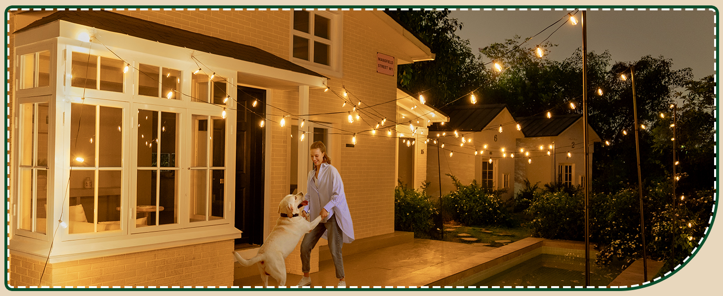 Ланцюжок вогнів Ollny для вулиці 5м, 13+1 ST38, LED, для саду, кемпінгу, вечірок