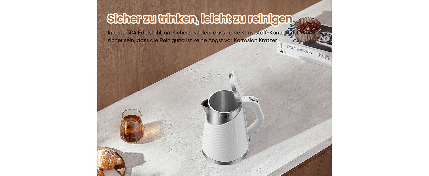 Електричний чайник OLEGA 1.8 л, 1800 Вт, швидка кип'ятіння, BPA free, енергозберігаючий, безпечний дизайн