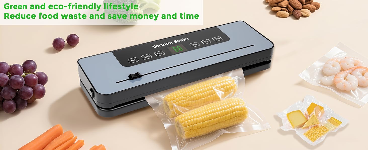 Вакуумний пакувальник Großcat з 50 пакетами, апарат для пакування продуктів харчування з різаком та цифровим таймером для кухні та ресторану