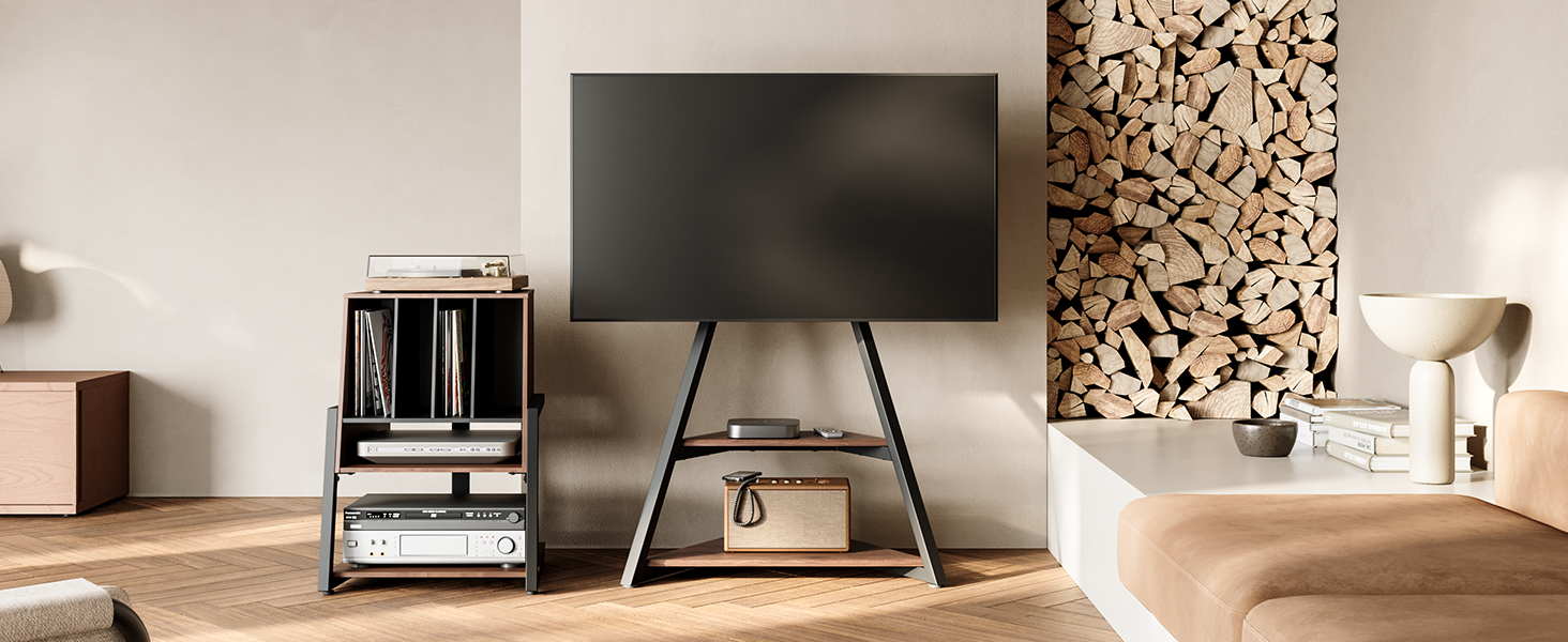 FITUEYES Полиця для програвача вінілу Eiffel Braun - компактна Hi-Fi тумба для платівок