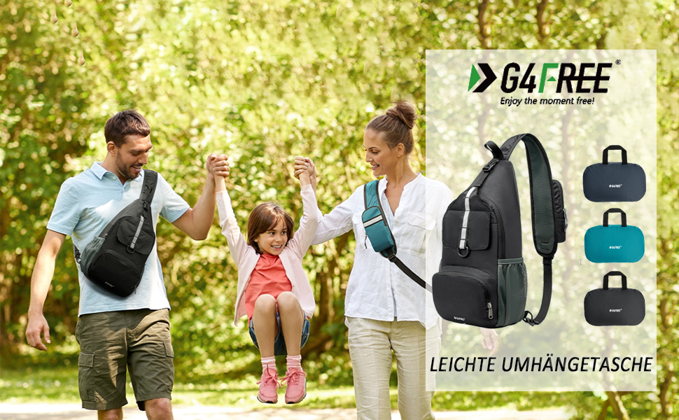 Сумка через плече G4Free Brusttasche - Складна нагрудна сумка, поясна сумка для подорожей, хайкінгу, велоспорту, бігу, альпінізму (блакитно-зелений)