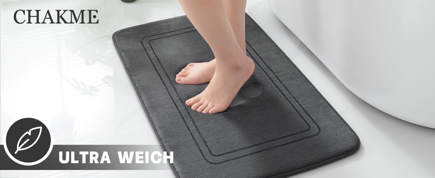 Килимок для ванної кімнати антиковзаючий, м'який, сірий, 43x61 см