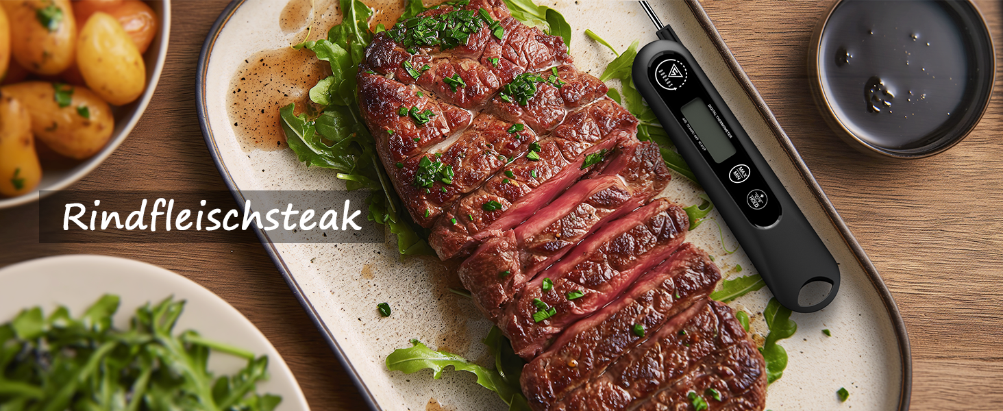 Цифровий кухонний термометр DOQAUS для приготування м'яса, випічки та грилю з LCD екраном