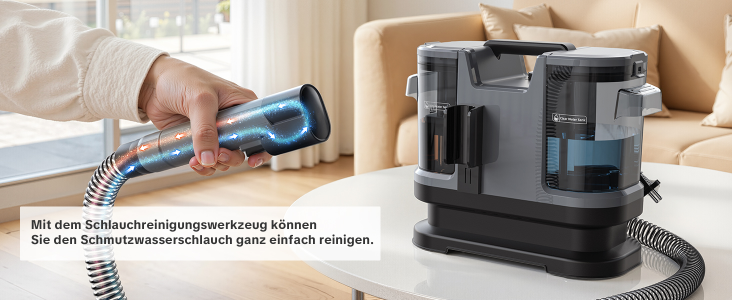 Lubluelu Пылесос для чищення мягкой мебели и ковров, 600 Вт - 18 кПа, портативный, с самоочисткой и длинным шлангом для ковров, диванов и салона автомобиля, серый