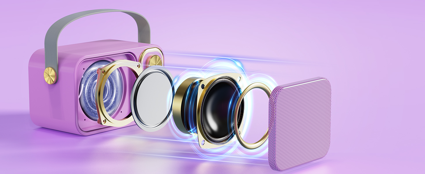 Караоке машина з 2 мікрофонами, портативна Bluetooth колонка для дітей та дорослих, 7 голосових ефектів, ідеальна для вечірок та днів народження (фіолетовий)