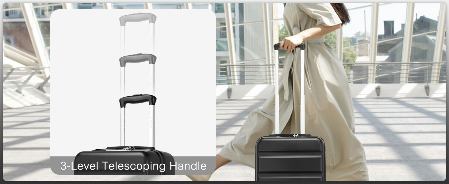 Чемодан-валіза KONO з розширенням, жорсткий корпус, великий розмір XL, з TSA-замком та 4 подвійними колесами, ідеальний для подорожей та бізнесу, 75x47.5x29.5 см, чорний