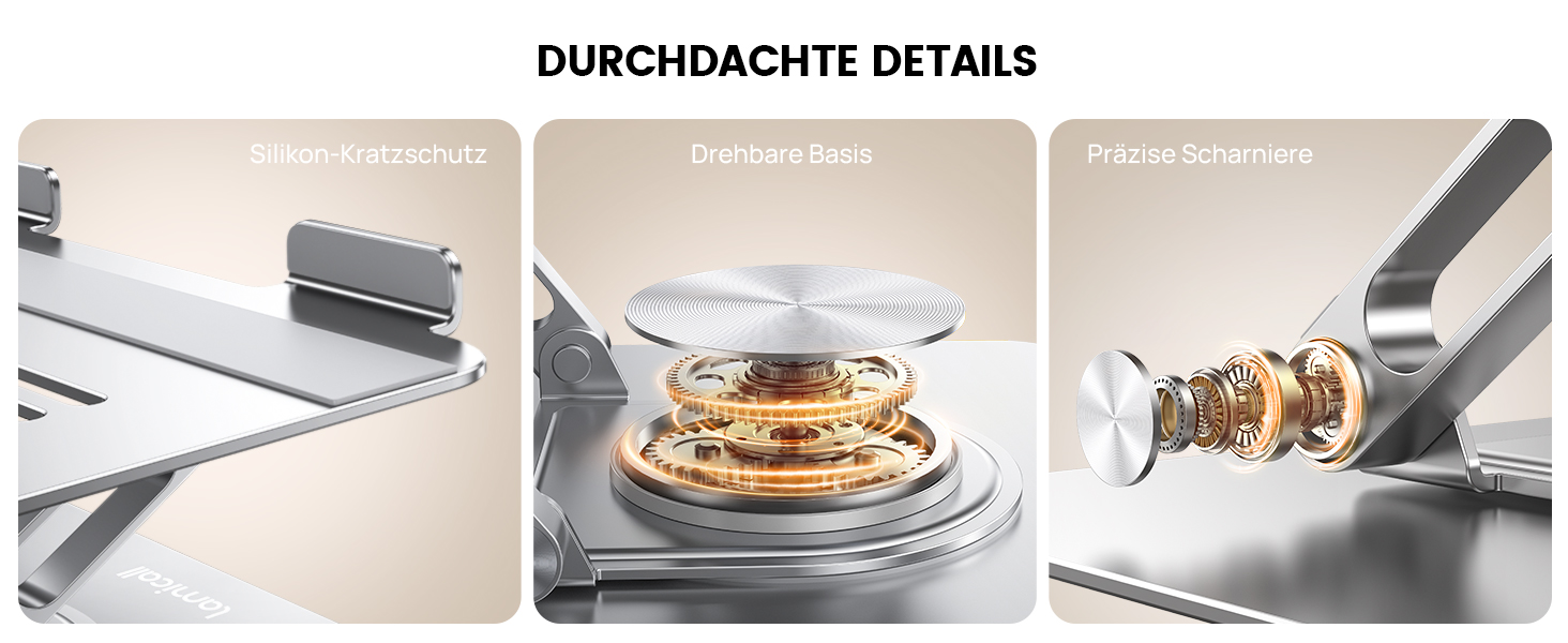 Підставка для ноутбука Lamicall - регульована, 360° обертання, складна, алюмінієва, для офісу/дому, сумісна з Macbook Pro Air, 10-17.3'