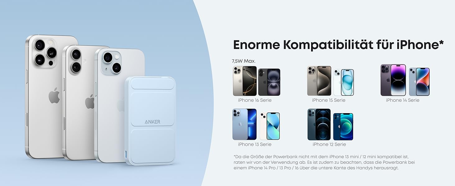 Anker MagGo Powerbank 5000mAh з магнітним з'єднанням, сірий (wolkengrau)