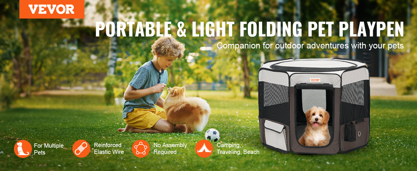 Вольєр для цуценят VEVOR, складаний, 914 x 914 x 584 мм, з мискою, 600D Oxford, для собак та інших дрібних тварин, чорний