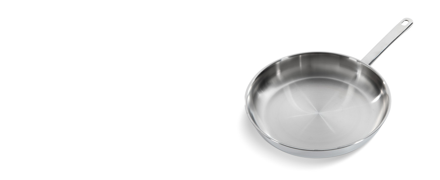 BK Bright Сковорода з нержавіючої сталі 24 см, Cool Grip, професійне приготування, 18/10, індукція, до 230°C, антипригарне покриття, срібна