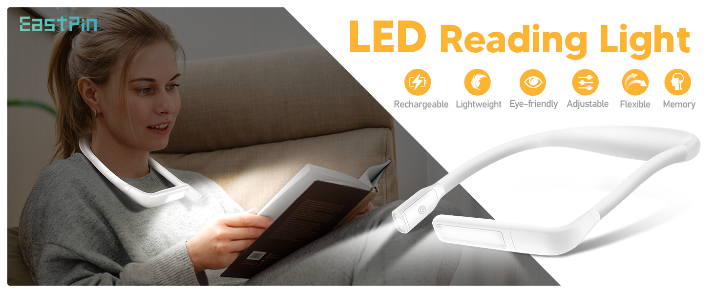 LED лампа на шию для читання Buch - 3 кольори, для в'язання, рукоділля, подарунок чоловікові. Біла