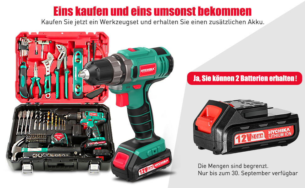 Набір інструментів HYCHIKA DIY Pro: акумуляторний дриль-шуруповерт 30Nm + 104 шт. + кейс. Для ремонту та обслуговування