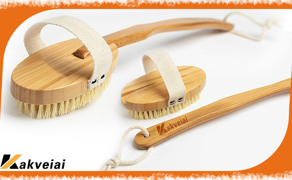 Щітка для тіла з довгим руків'ям, щітка для спини знімний руків'я, 2 насадки, для очищення тіла, скребок для спини в душі, натуральна щетина, Mango Largo