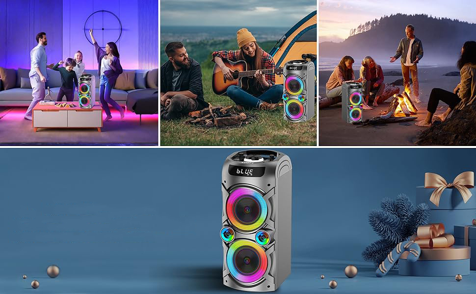 Караоке-система з 2 бездротовими мікрофонами, портативна PA-система Bluetooth з LED-підсвіткою, USB/TF-карта, пульт ДУ