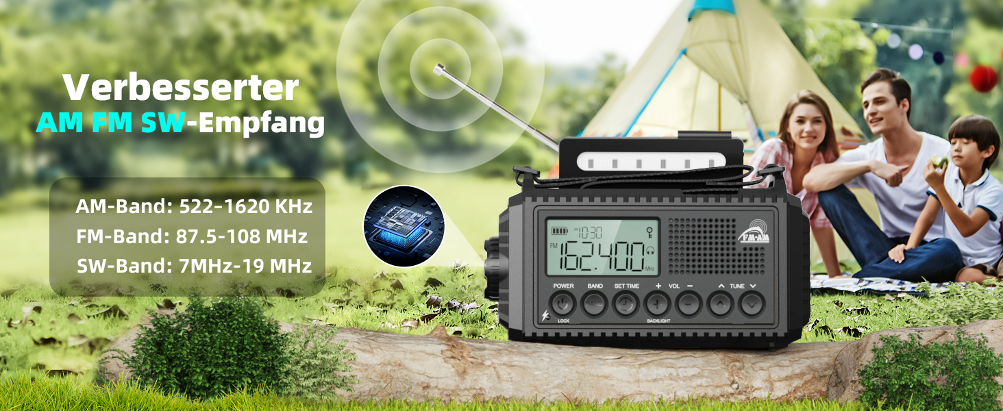 Радіо Roxicosly з ручним приводом, 12000mAh Power Bank, AM/FM/SW, радіо для надзвичайних ситуацій, ліхтар, зарядний пристрій, для відпочинку на природі, кемпінгу, туризму, чорний