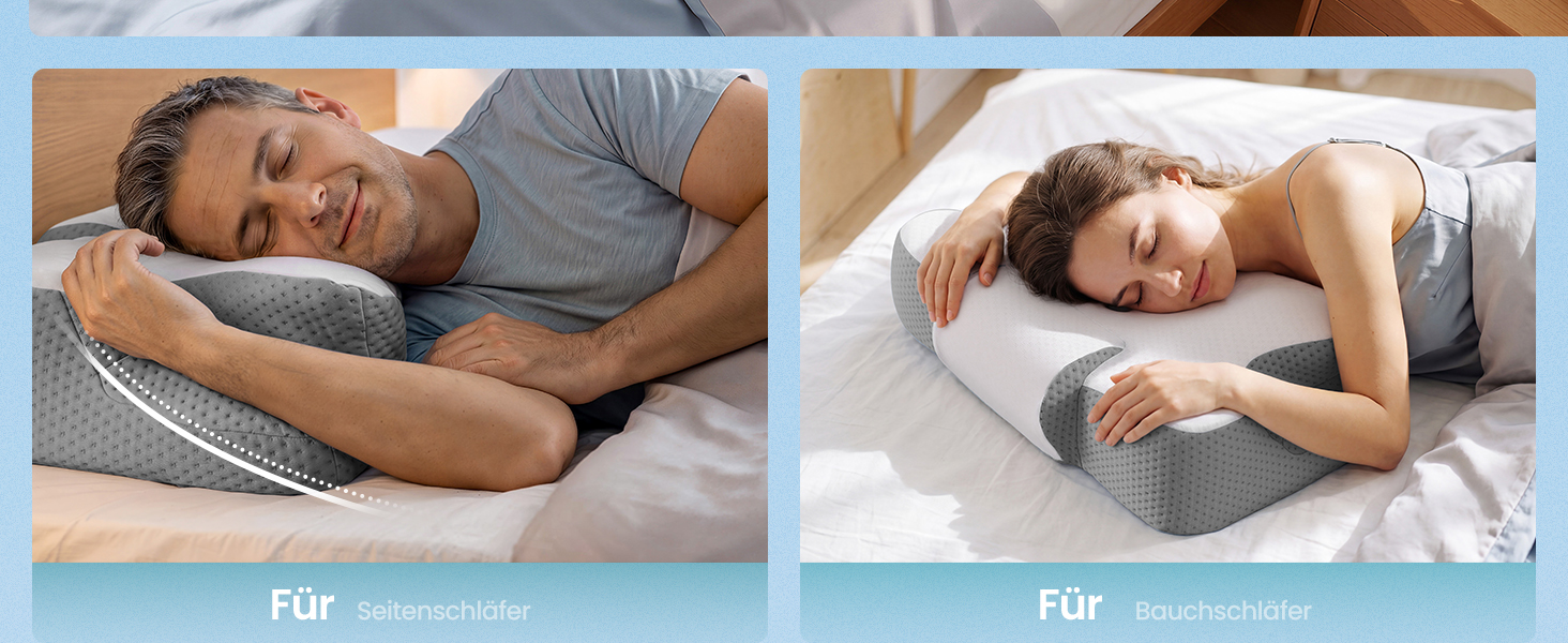 Подушка SONGMICS ергономічна з Memory Foam для сну (біла/сіра), регульована висота, для бокового, спинного та переднього положення
