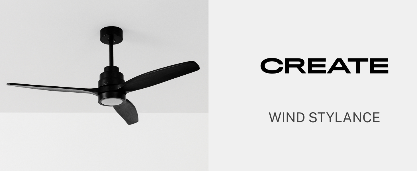 Стельовий вентилятор з підсвічуванням Windstylance Natural Wood, Ø132 см, чорний, дерев'яні лопаті, WiFi, пульт, 40W, літній/зимовий режим