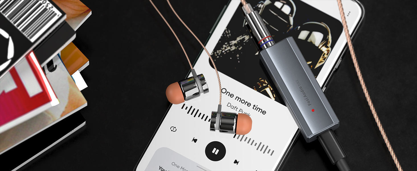 Портативний ЦАП та підсилювач навушників Fosi Audio DS2 з ES9038Q2M, підтримка PCM 32-bit/768kHz та DSD512, 3.5mm та 4.4mm виходи, Hi-Fi аудіо, USB ЦАП для навушників