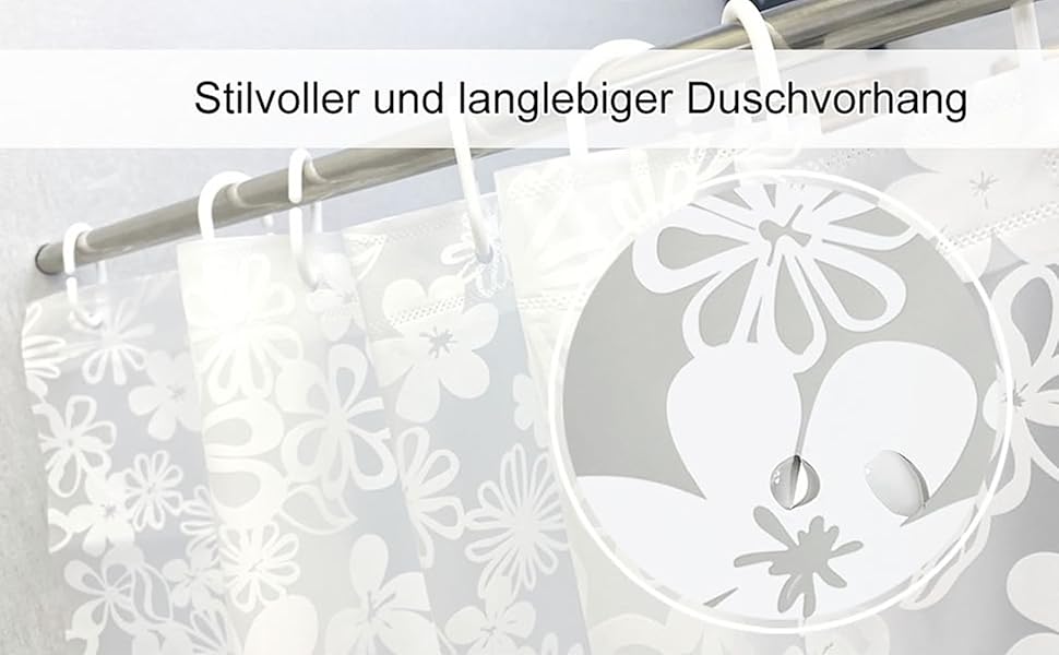Штора для душу миюча біла, прозора 300x200 см, PEVA, з малюнком квіти-сніжинки, антигрибкова, для ванної кімнати