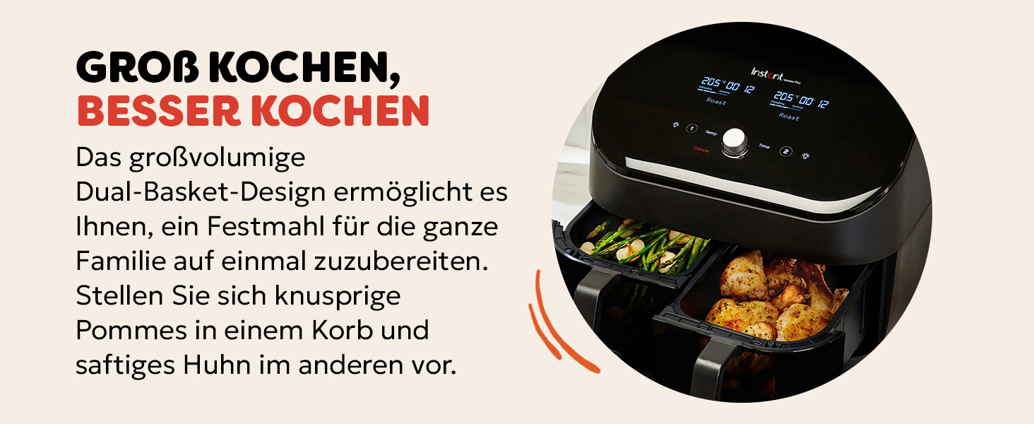 Фритюрниця повітряна Vortex Plus ClearCook 5.7L, чорна, 6-в-1, 1700W, з вікном, 8L