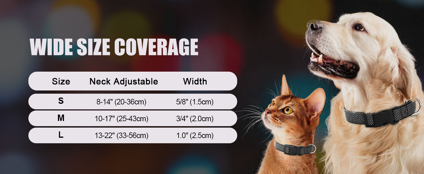 Відбиваючий нашийник для собак Didog з пряжкою, регульований, м'який неопрен, з підкладкою, нейлон, для маленьких, середніх та великих собак, зелений, L: обхват шиї 33-56 см