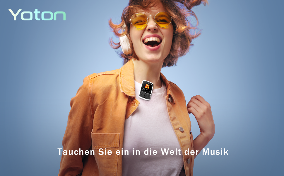 MP3-плеєр YOTON з Bluetooth 5.2, Hi-Fi звук, FM-радіо, диктофон, регулятор гучності, навушники, підтримка SD до 128 ГБ (Білий)