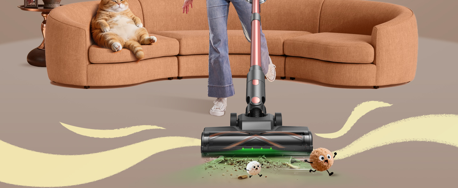 Бездротовий акумуляторний пилосос Vexilar V10PRO 6-в-1 з LED, потужність 450W, час роботи 45 хв, сила всмоктування 45000Pa. Підходить для твердих поверхонь, килимів та видалення шерсті тварин. Компактний, легкий, з телескопічною трубою. Колір: Рожевий.