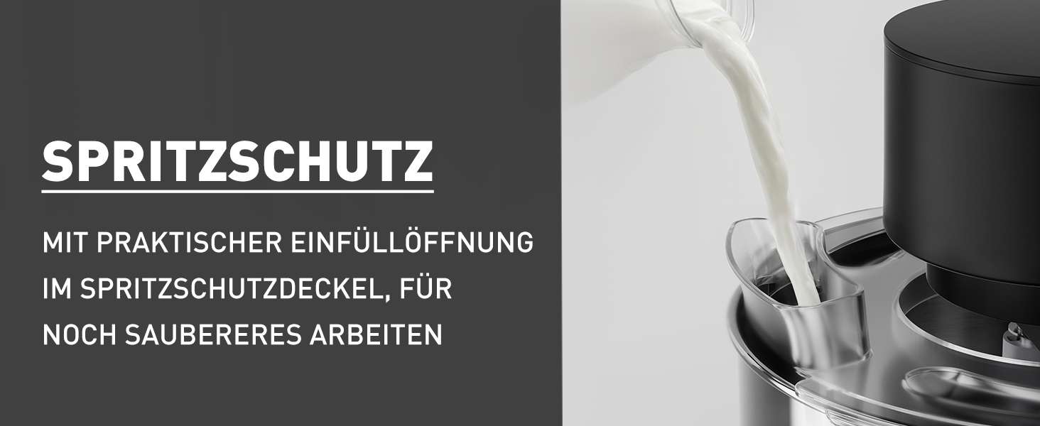 Кухонна машина Heinrichs 2500W з подвійним гаком для тіста, міксером та вінчиком, 8 швидкостей, чаша 8L з нержавіючої сталі, чорна