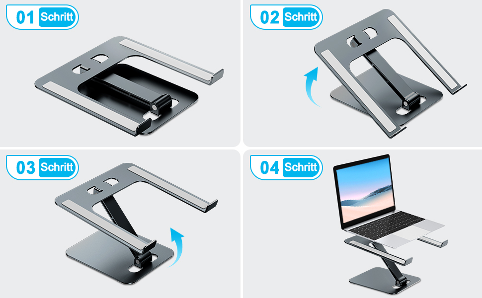 Підставка для ноутбука Babacom, регульована по висоті, складна, з алюмінієвого сплаву, ергономічна, з вентиляцією, сумісна з MacBook Air, Pro та іншими ноутбуками 10-16' (сіра)