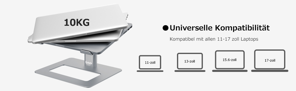 Підставка для ноутбука GOKEDA, регульована, ергономічна, з алюмінію, сумісна з MacBook, Dell, HP, Lenovo, Samsung (11-17 дюймів), сіра