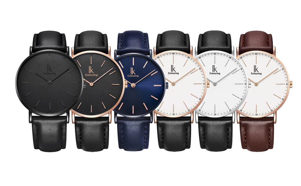 Годинник наручний Alienwork IK Slim Ø36mm для чоловіків та жінок, ультратонкий, шкіряний ремінець (срібло/срібно-білий/чорний шкіряний ремінець)