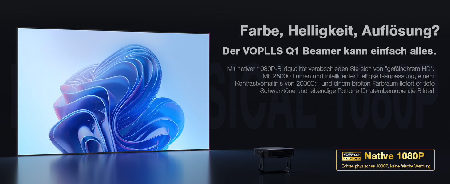 Міні-проектор Smart Beamer 4K з автофокусом та корекцією трапецеїдальних спотворень. Підтримка Netflix, WiFi6, Bluetooth, 25000 люмен, Full HD 1080P. 360° обертання для дому та вулиці. Сумісний з телефоном. Модель A-25000L