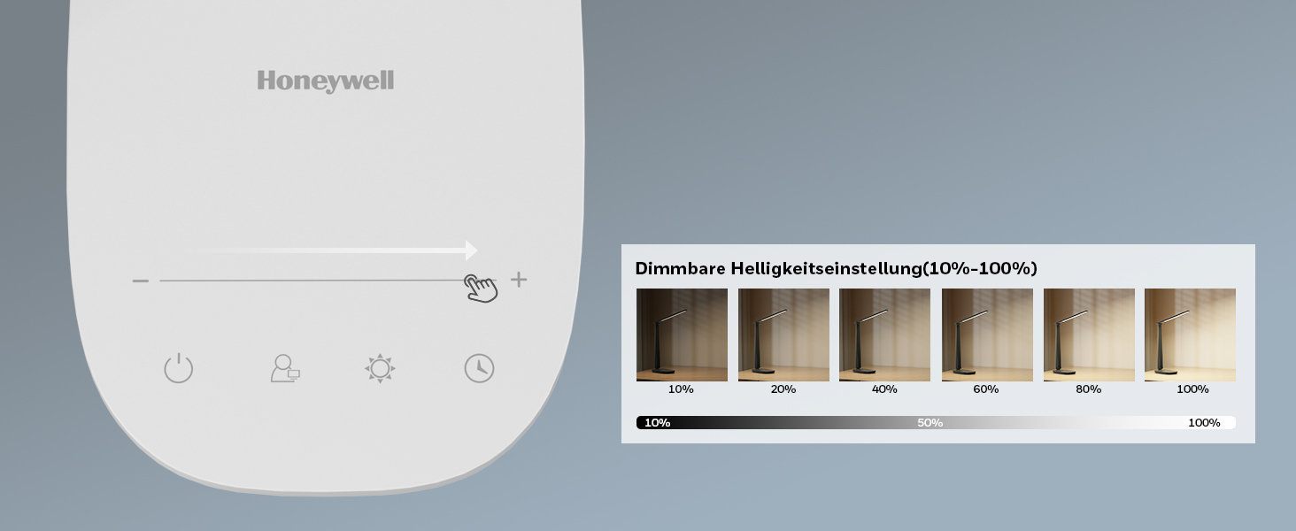 Лампа настільна Honeywell Sunturalux™ H2 LED з регулюванням яскравості, USB-зарядка, сенсорне керування, 4 кольори, захист очей, для дітей, спальні, читання, офісу