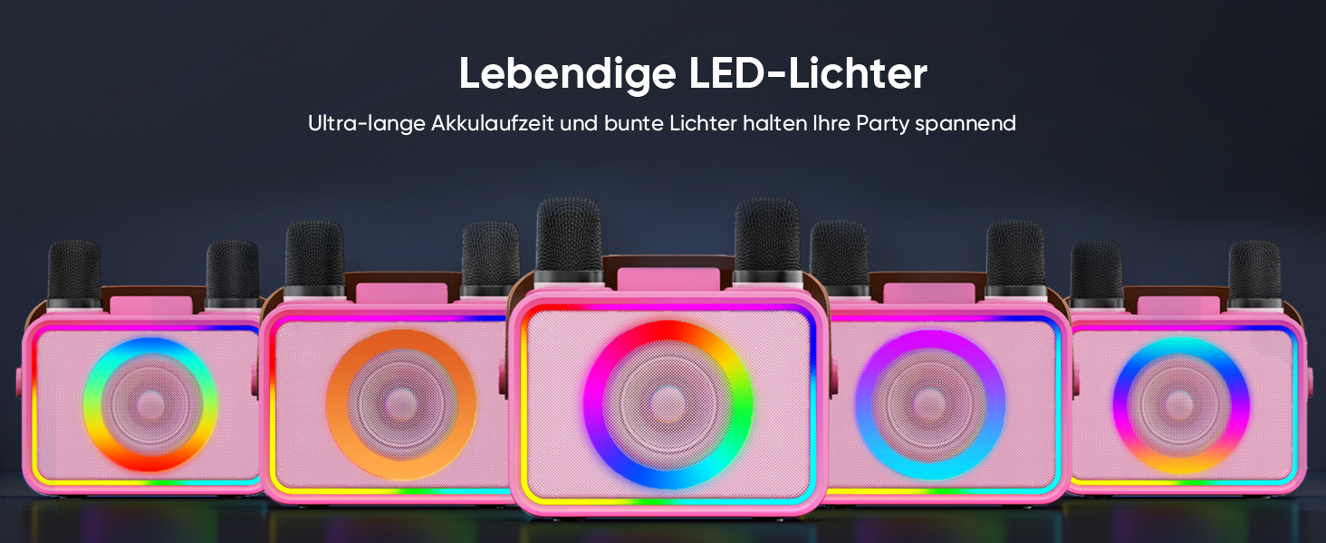 Караоке Машина з 2 Мікрофонами: Портативна Bluetooth Колонка для Караоке з Мікрофонами - Ідеальний Подарунок для Дорослів та Дітей на Різдво та День Народження (Квітково-Рожевий)