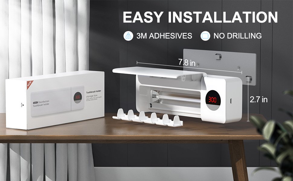 Стерилізатор зубних щіток DSHOW UV з таймером, бездротовий, настінний, 2000mAh, білий