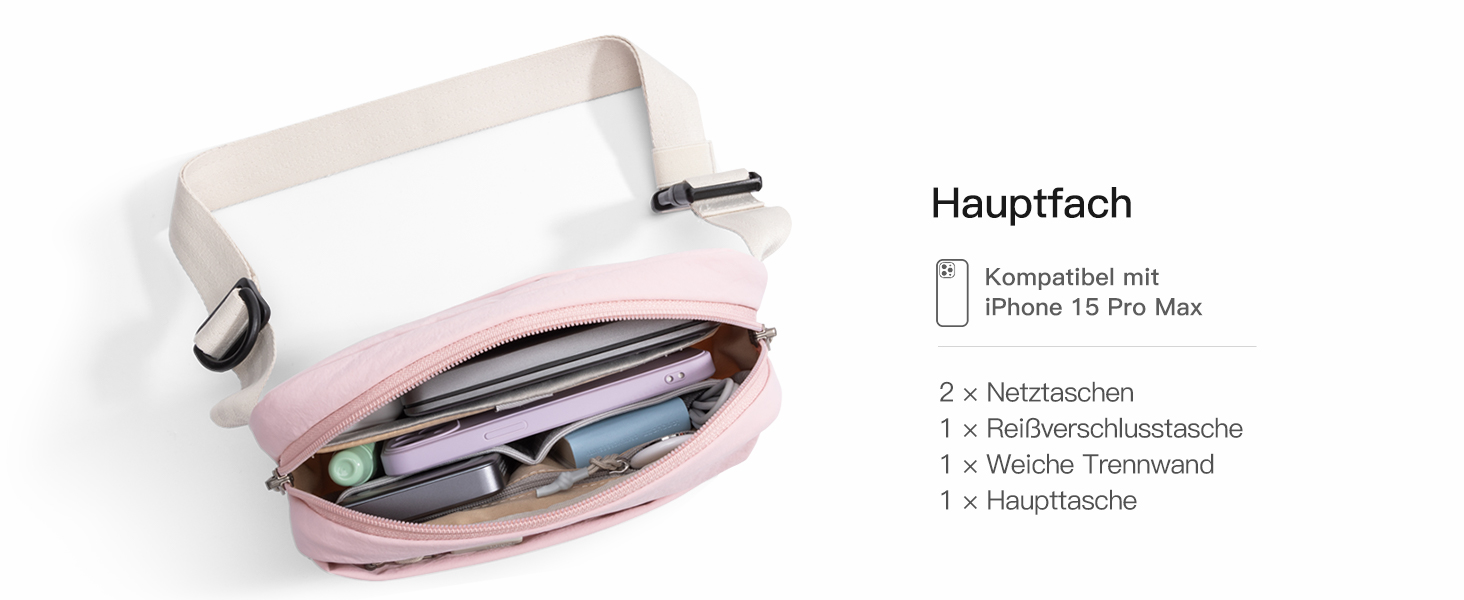 Сумка на пояс Inateck X-Mini, 1.5 л, RFID захистом, для подорожей, спорту, туризму (Рожева)