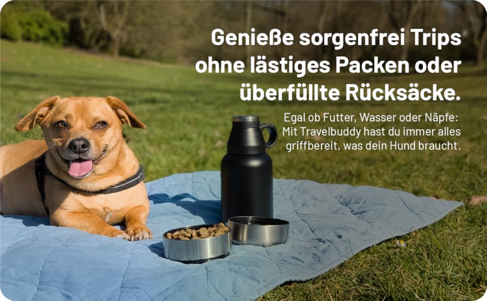 Водяна пляшка для собак TravelBuddy 3-в-1 з мискою та сумкою для перенесення - витоки неможливі, портативна | Поїлка для цуценят та домашніх тварин | Водяні пляшки для собак для подорожей та прогулянок