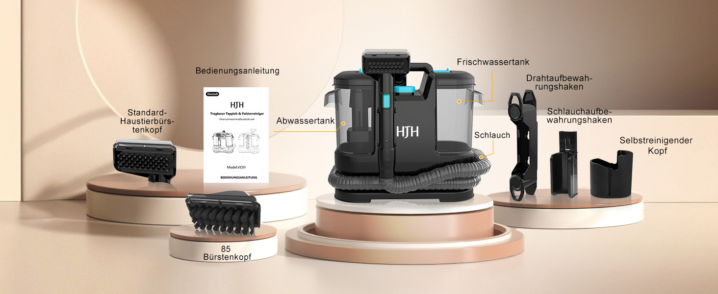 Пристрій для чищення оббивки Nassauger, 450W, 12kPa: мийний пилосос для килимів, оббивки та автосидінь (чорний)