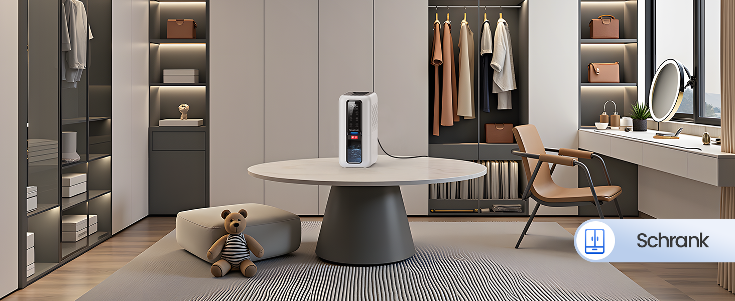 Електричний осушувач повітря NovaLivin з резервуаром 2L та регулюванням вологості | Для ванної, спальні, шафи