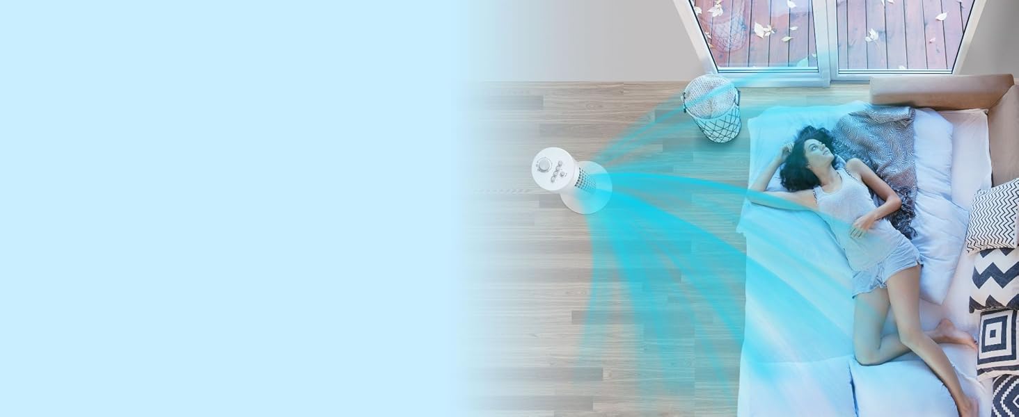 VonHaus Турельний вентилятор 102 см, Електричний підлоговий вентилятор з WiFi, Розумне керування Alexa/Google Home, Пульт ДУ, Таймер 12 год, Обертання 70°, для дому та офісу (Білий)