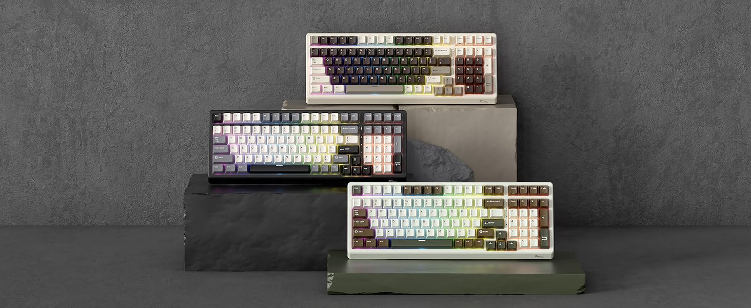 Механічна клавіатура RK ROYAL KLUDGE F99 з NumPad, Tri-Mode, Hot-Swap, 95/100 клавіш, BT/2.4G/USB-C, Pro-програмне забезпечення, акумулятор 5000 mAh, перемикачі Beige, колір Mokka Grey