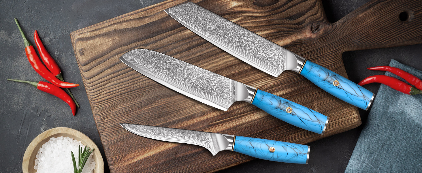 Ніж Kiritsuke Kochmesser з дамаської сталі Home Safety, 18.8 см, 67 шарів VG-10, ергономічна ручка, подарункова коробка