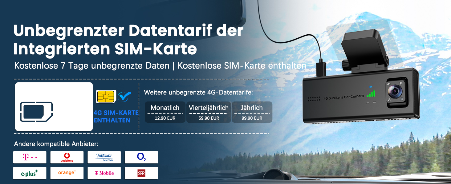 4G LTE відеореєстратор UCOCARE з SIM-картою, віддаленим доступом та цілодобовим режимом паркування 24/7