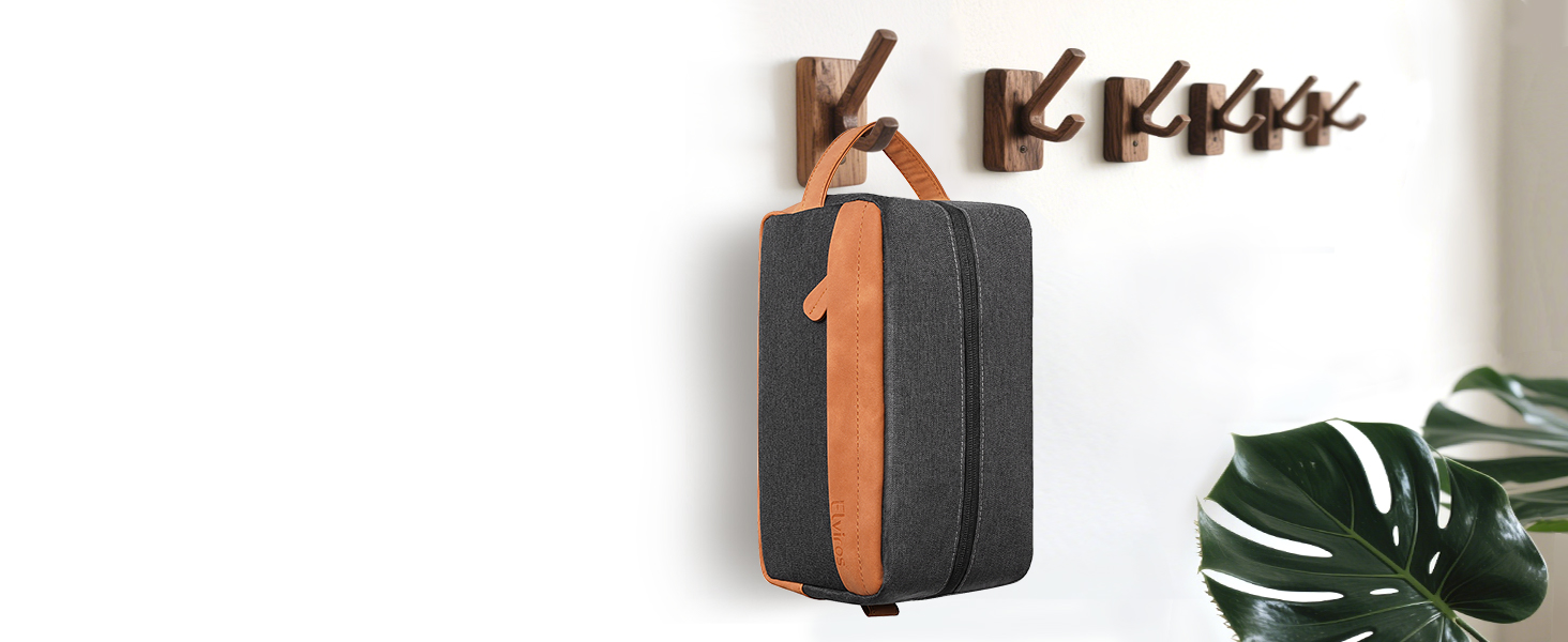 Чоловіча дорожня сумка Elviros для подорожей, подарунок для чоловіка, підвісна, косметичка-доріжній набір, водонепроникна, з PU-шкіри, велика місткість, для подорожей та ванної кімнати, чорна