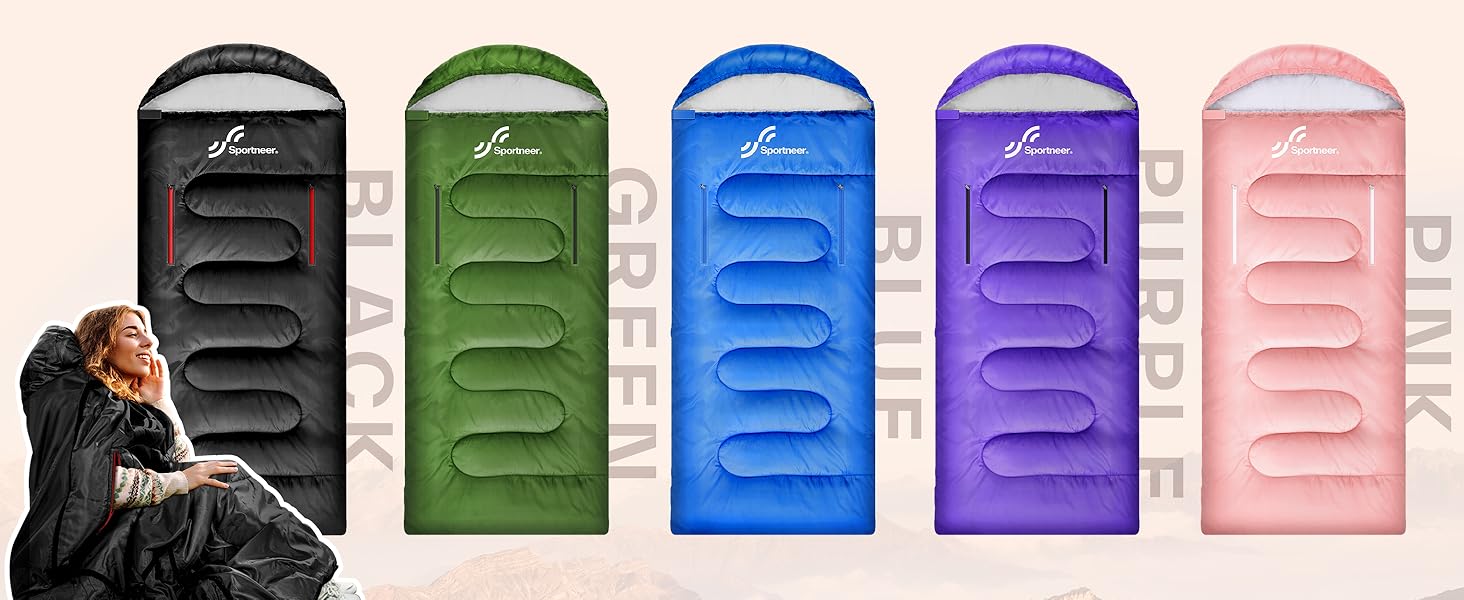 Сплячий мішок Sportneer Outdoor - ковдровий спальний мішок 3-4 сезони для дорослих, теплий, для кемпінгу, подорожей та активного відпочинку, 200x85 см, чорний