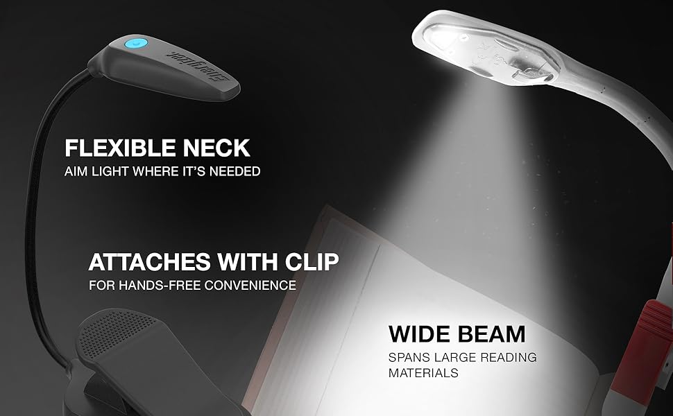 Ліхтарик для читання Energizer LED з кліпсою, USB-C, 3 режими, акумуляторна, гнучка, захист для очей