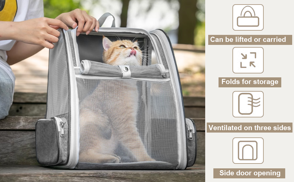 Рюкзак-переноска для кота/собаки, 40x32x28 см, сірий. Ідеально для тварин до 5 кг