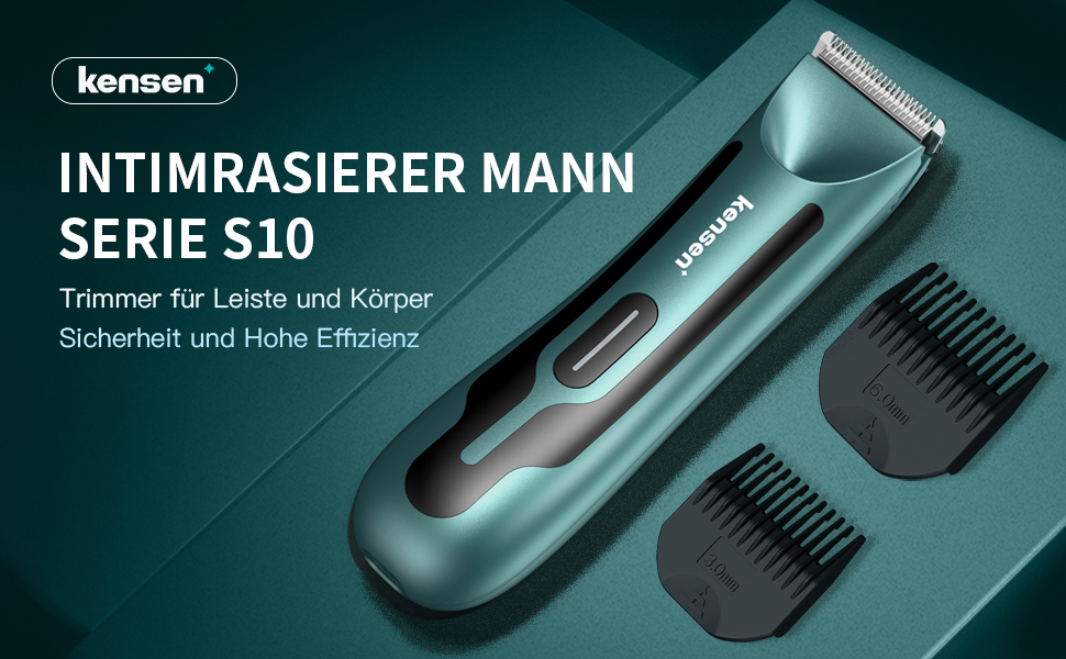 Електричний тример для тіла чоловічий Kensen з LED-підсвічуванням, водонепроникний IPX7, 100 хвилин роботи, зелений