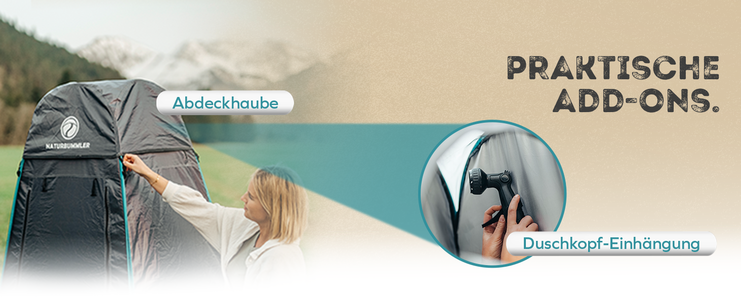 Намет для душу NaturBummler Pop-Up з захистом приватності, водонепроникний, з 5 кишенями та підлогою (1,9 м висота) – мобільний туалетний намет, переодягальня, захист від вітру для кемпінгу, пляжу, відпочинку на природі